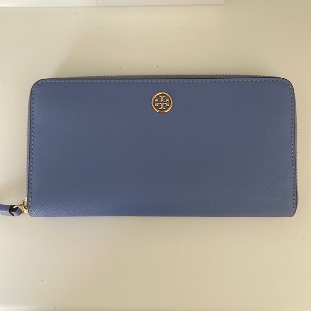 Tory Burch Blue Wallet Leather.